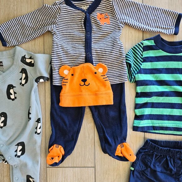 Baby Boy NB Tea Collection Romper, Carter's Play Sets - 8 Pcs -  Excellent - Picture 4 of 6